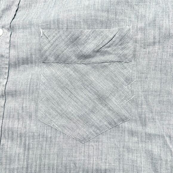 Billy Reid | Men | Brushed Gray Soft Cotton Standard Cut Button Down Shirt | XL - Picture 10 of 12